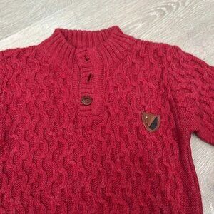 Red Long Sleeve Wool Sweater Button Down neck for 2-3 years old Brand new